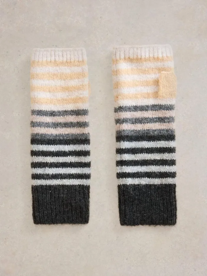 Women Striped Arm Warmer Natural Multi White Stuff Hats and Gloves Women Striped Arm Warmer Natural Multi White Stuff Hats and Gloves