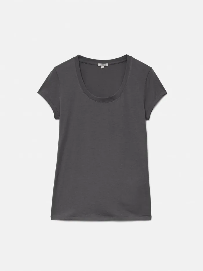 Women Supima Cotton Scoop Neck Tee Carbon Jigsaw Shirts and Tops