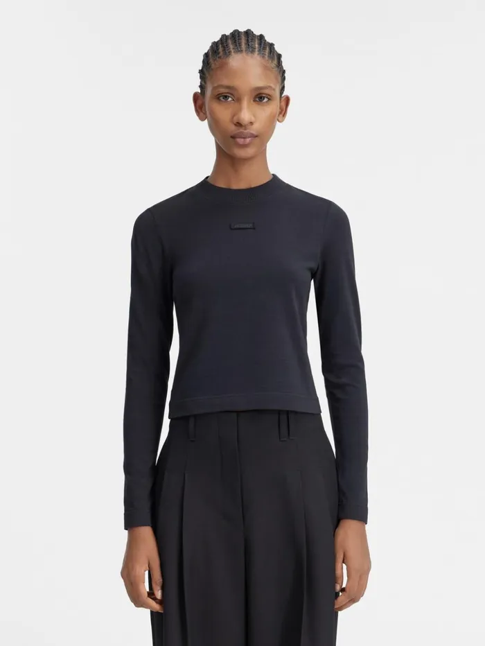 Women Tshirts JACQUEMUS The Gros Grain Longsleeve Tshirt Black