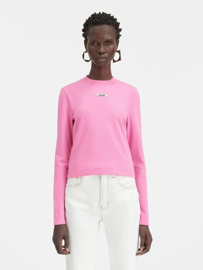 Women Tshirts JACQUEMUS The Gros Grain Longsleeve Tshirt Pink
