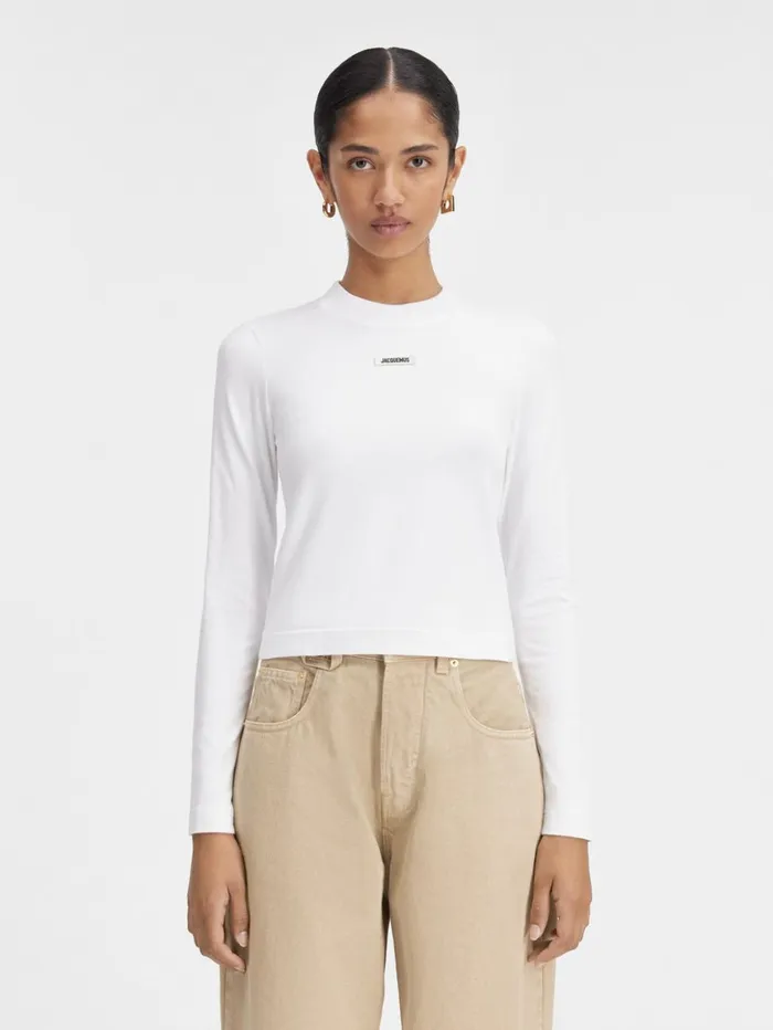 Women Tshirts JACQUEMUS The Gros Grain Longsleeve Tshirt White