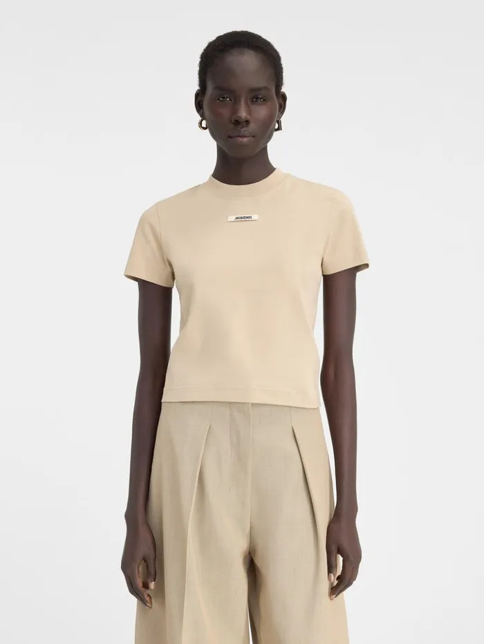 Women Tshirts JACQUEMUS The Gros Grain Tshirt Beige