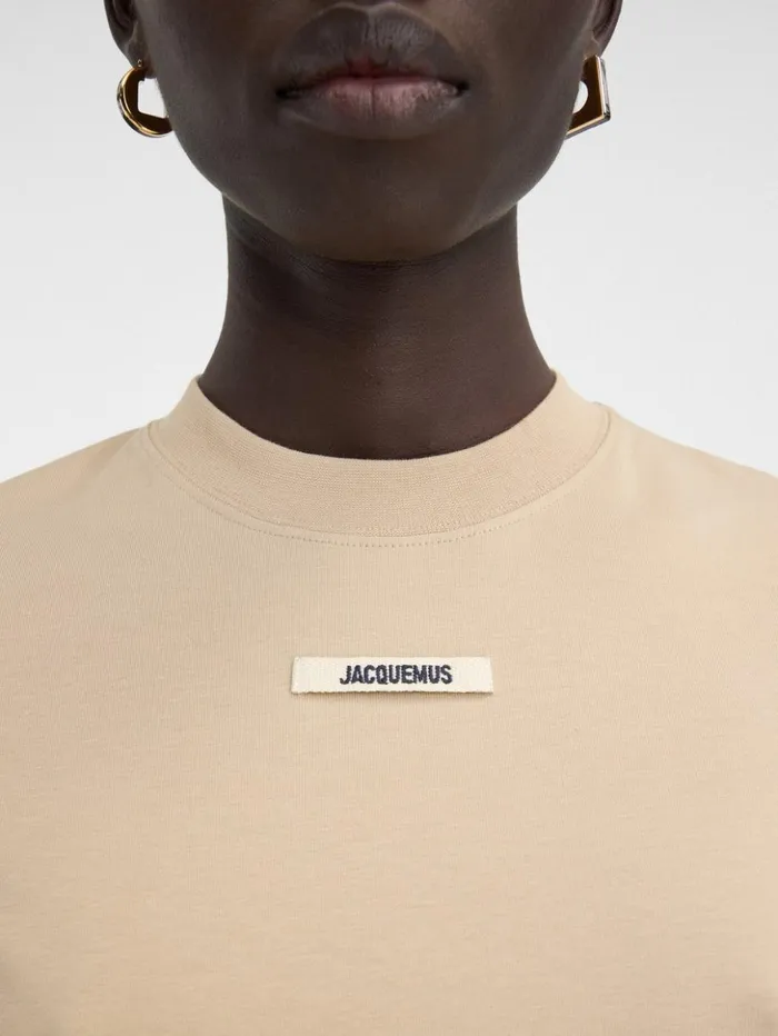 Women Tshirts JACQUEMUS The Gros Grain Tshirt Beige Women Tshirts JACQUEMUS The Gros Grain Tshirt Beige
