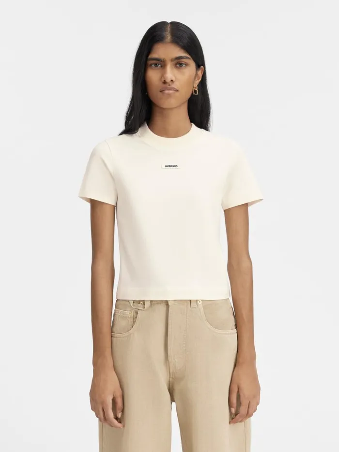 Women Tshirts JACQUEMUS The Gros Grain Tshirt Light Beige
