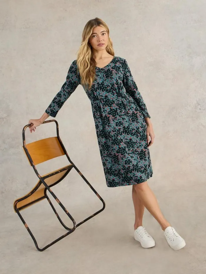 Women Tallie Jersey Dress Teal Multi White Stuff Dresses