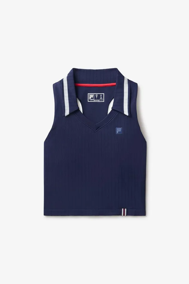 Women Tennis Fila Challenger Seamless Polo Tank 488 Filanavyfilaredgardenia