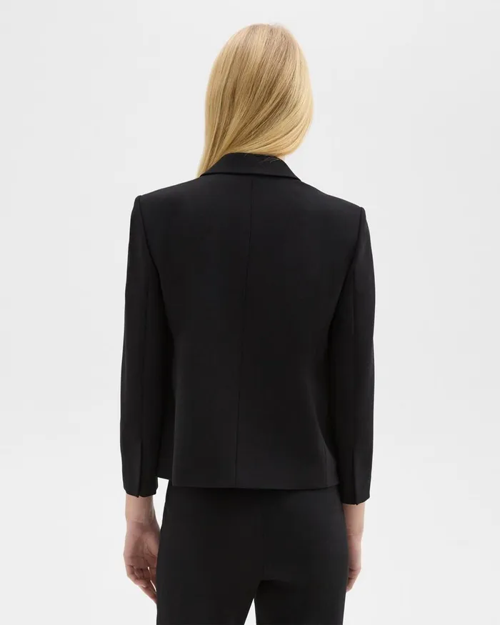 Women Theory Blazers Jackets Boxy Patch Pocket Blazer In Admiral Crepe Black
