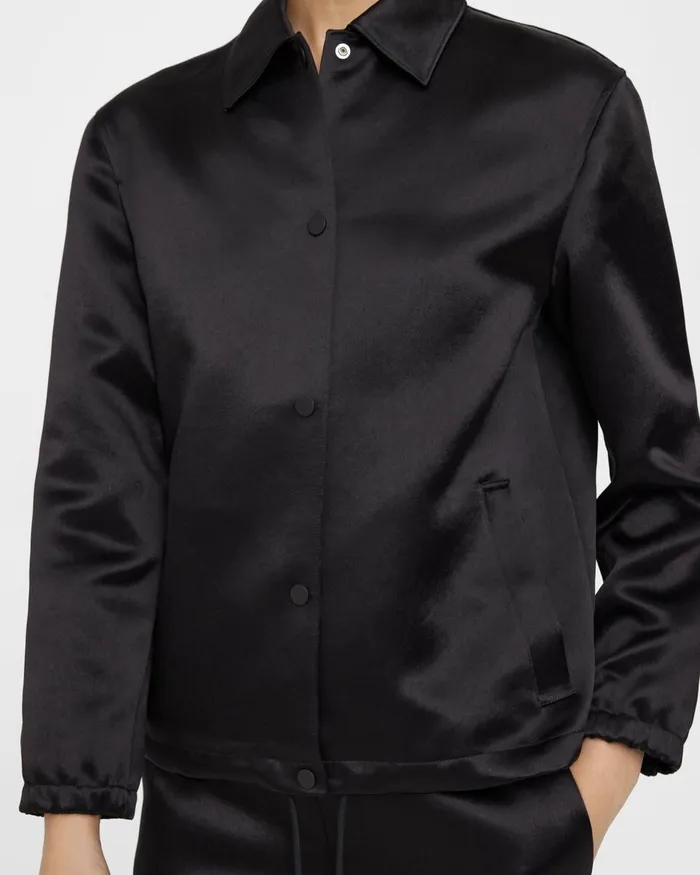 Women Theory Blazers Jackets Coach Jacket In Bonded Satin Black