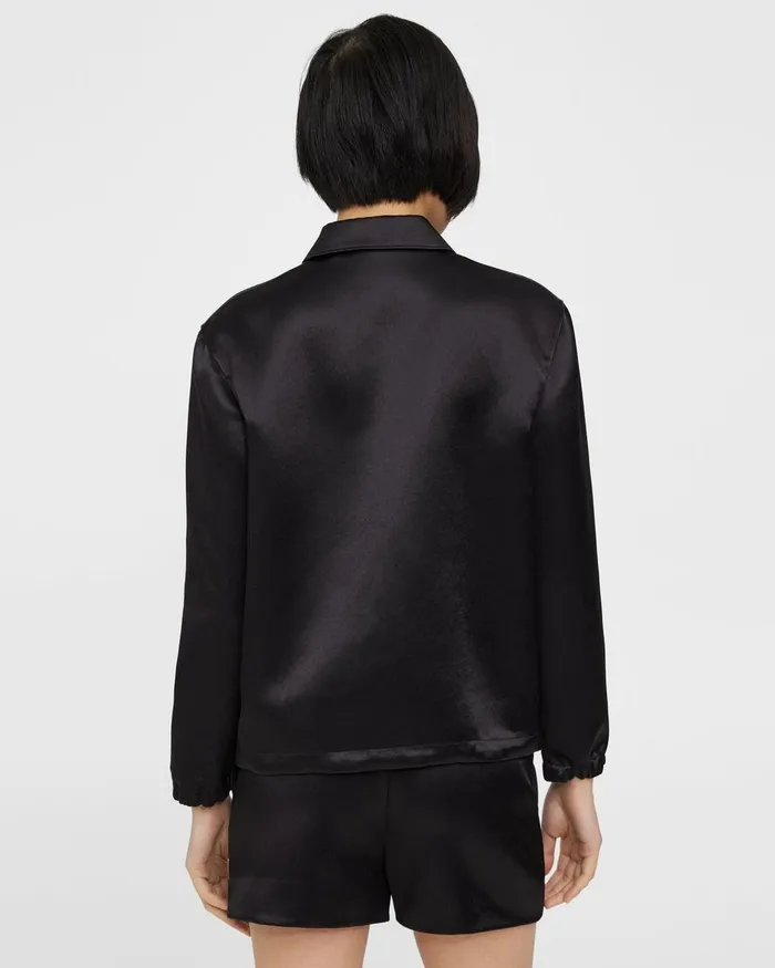 Women Theory Blazers Jackets Coach Jacket In Bonded Satin Black