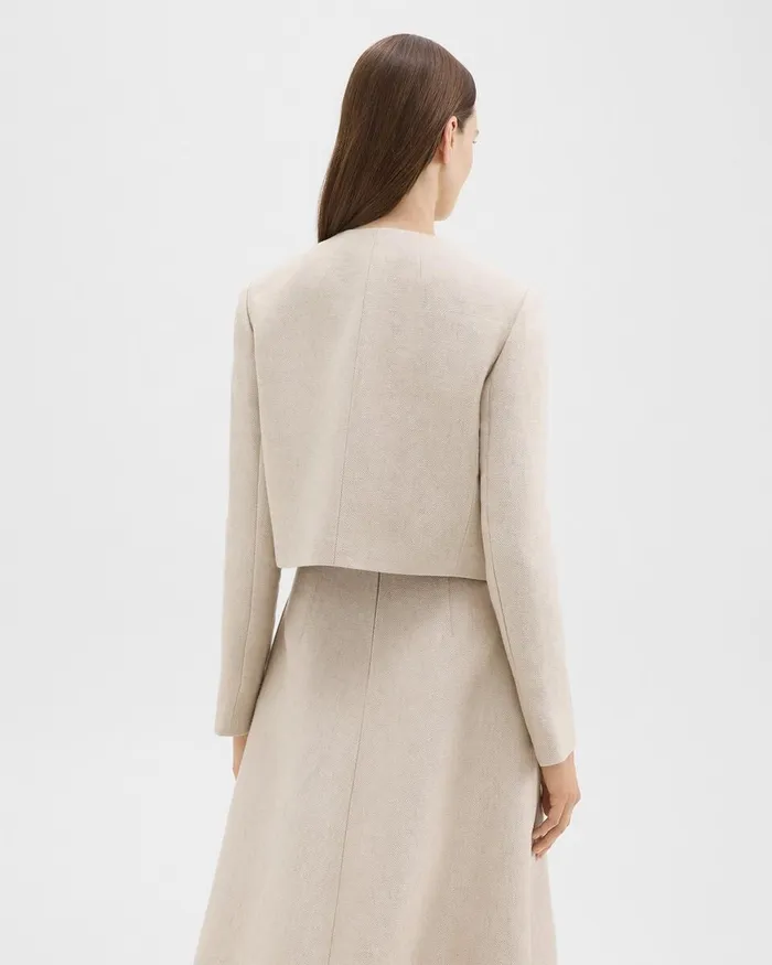 Women Theory Blazers Jackets Military Jacket In Basket Weave Linen Straw