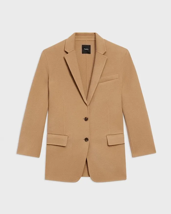 Women Theory Blazers Jackets Oversized Blazer In DoubleFace WoolCashmere New Camel