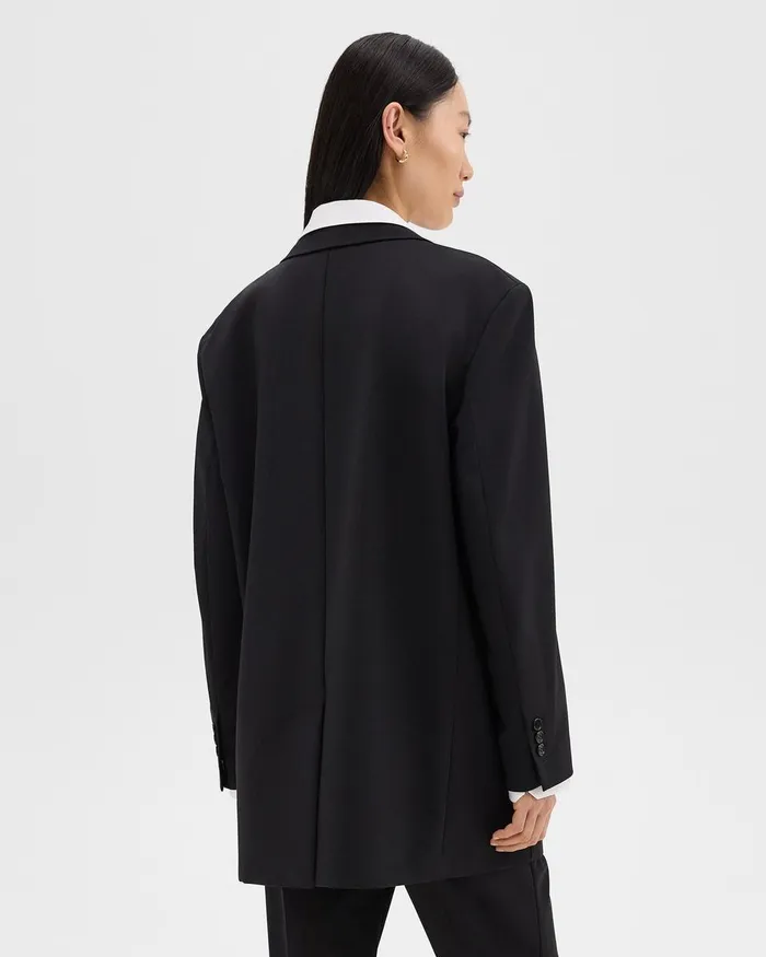 Women Theory Blazers Jackets Oversized Blazer In Stretch Wool Black