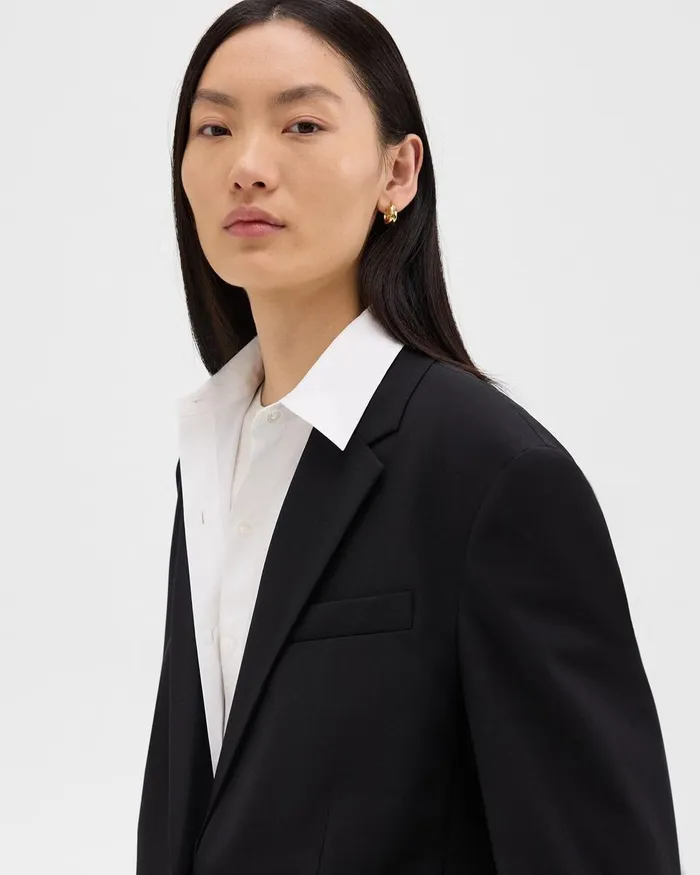 Women Theory Blazers Jackets Oversized Blazer In Stretch Wool Black