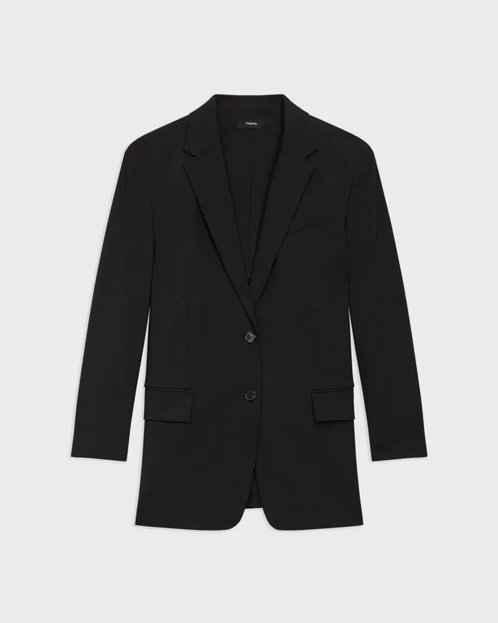 Women Theory Blazers Jackets Oversized Blazer In Stretch Wool Black
