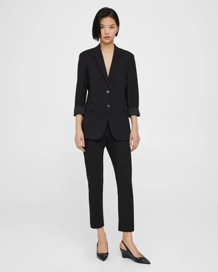 Women Theory Blazers Jackets Rolled Sleeve Blazer In Good Linen Black