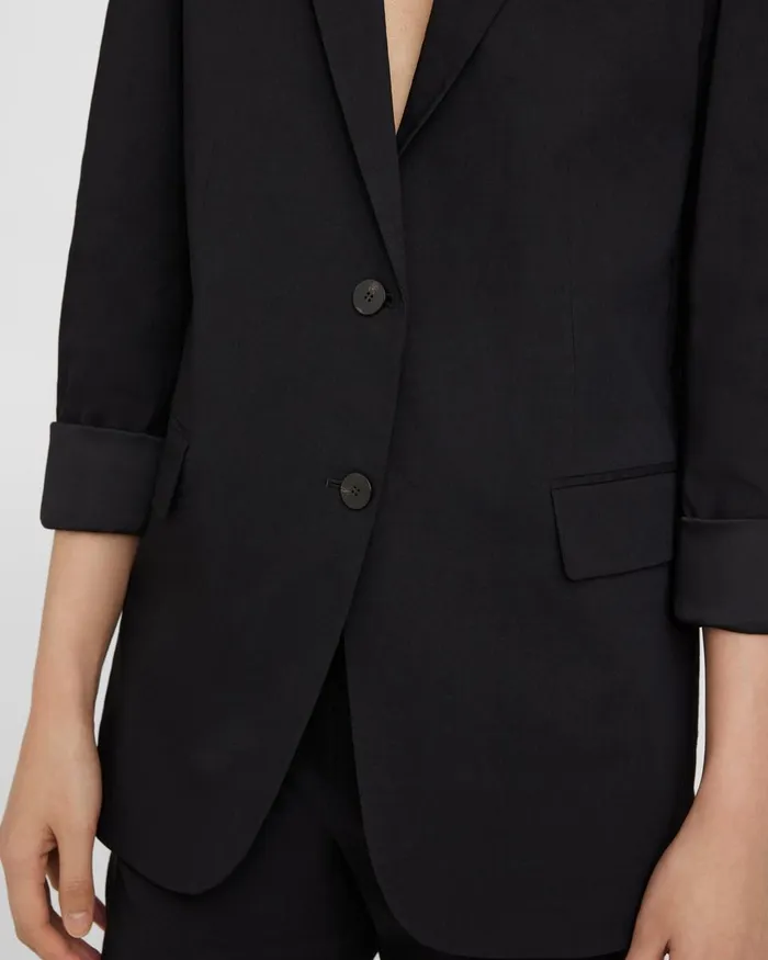 Women Theory Blazers Jackets Rolled Sleeve Blazer In Good Linen Black