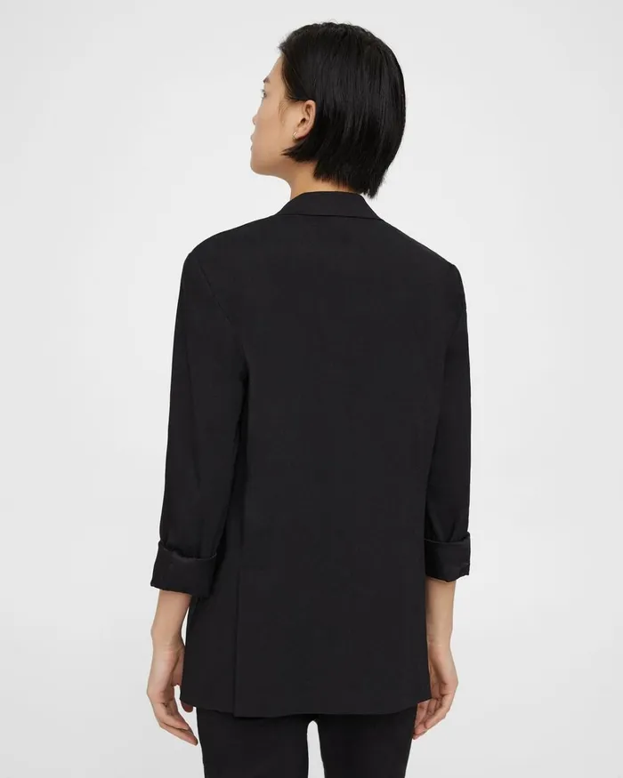 Women Theory Blazers Jackets Rolled Sleeve Blazer In Good Linen Black