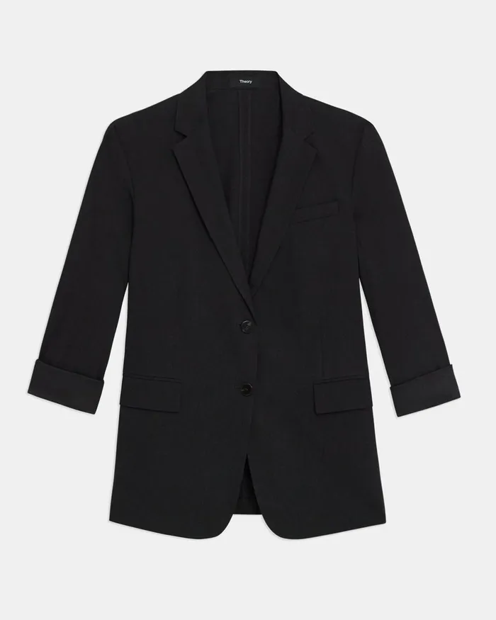 Women Theory Blazers Jackets Rolled Sleeve Blazer In Good Linen Black