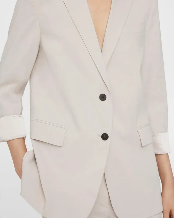 Women Theory Blazers Jackets Rolled Sleeve Blazer In Good Linen Sand