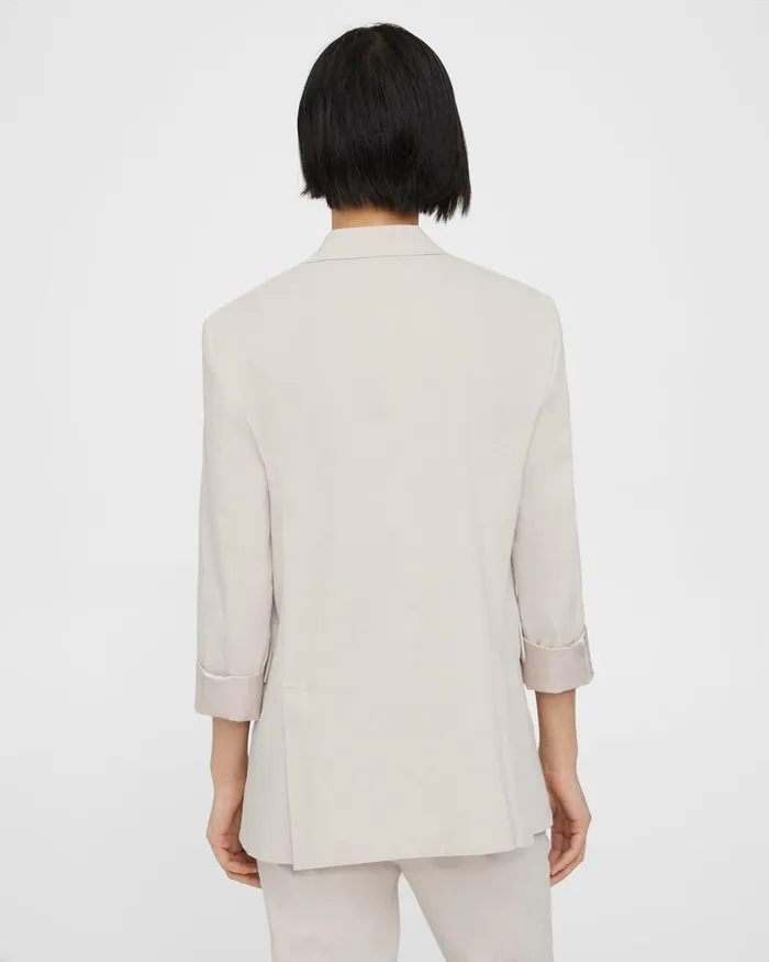 Women Theory Blazers Jackets Rolled Sleeve Blazer In Good Linen Sand