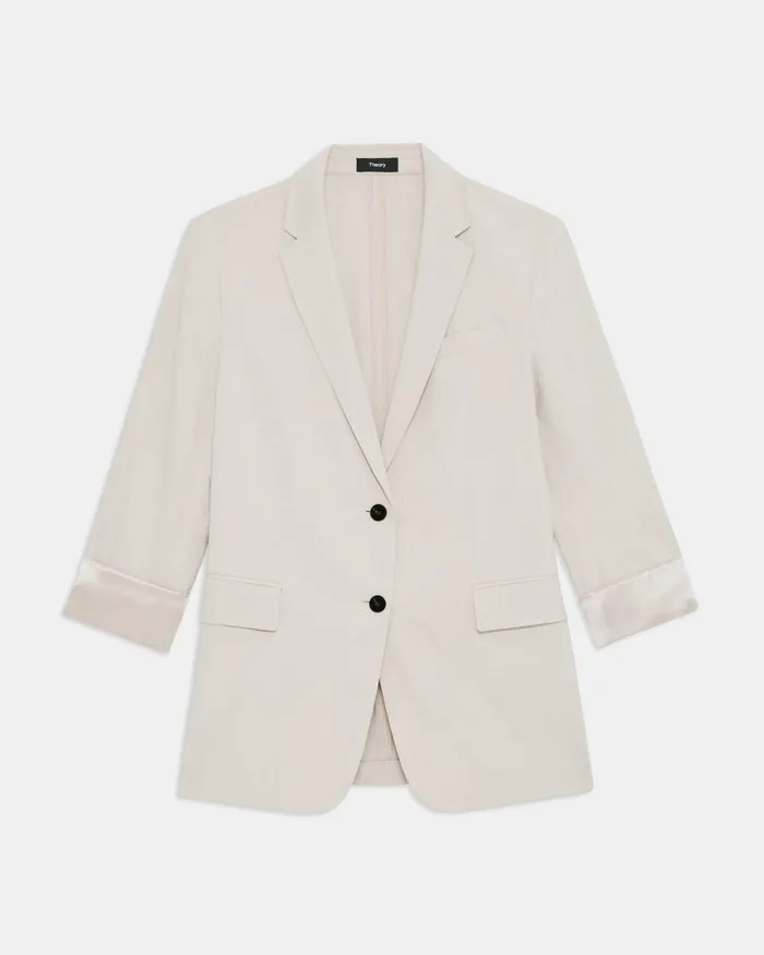 Women Theory Blazers Jackets Rolled Sleeve Blazer In Good Linen Sand