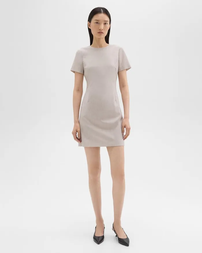 Women Theory Dresses Sheath Dress In Good Wool Sand Melange