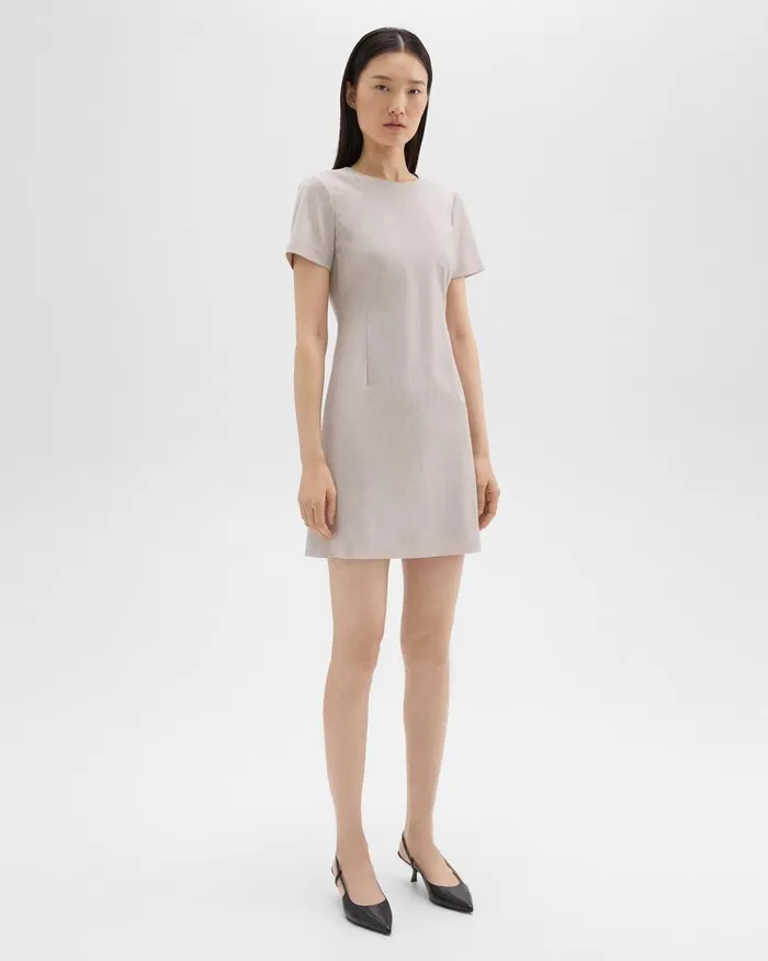 Women Theory Dresses Sheath Dress In Good Wool Sand Melange