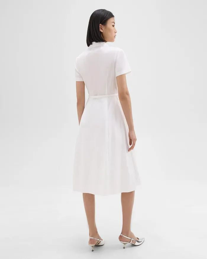 Women Theory Dresses ShortSleeve Shirt Dress In Good Cotton White