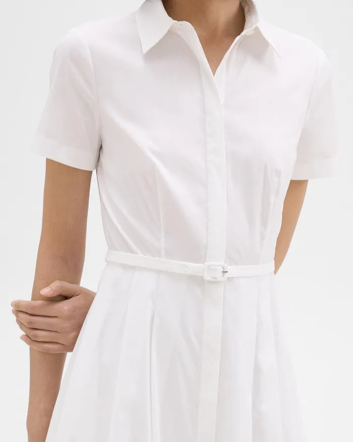 Women Theory Dresses ShortSleeve Shirt Dress In Good Cotton White