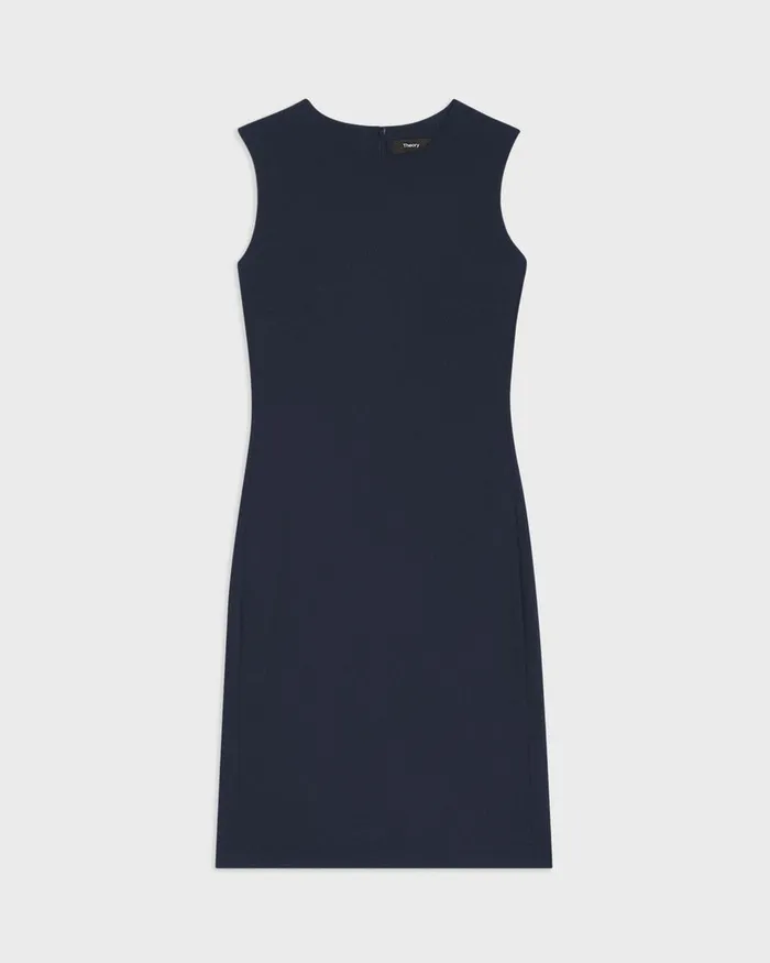 Women Theory Dresses Sleeveless Fitted Dress In Good Wool Nocturne Navy