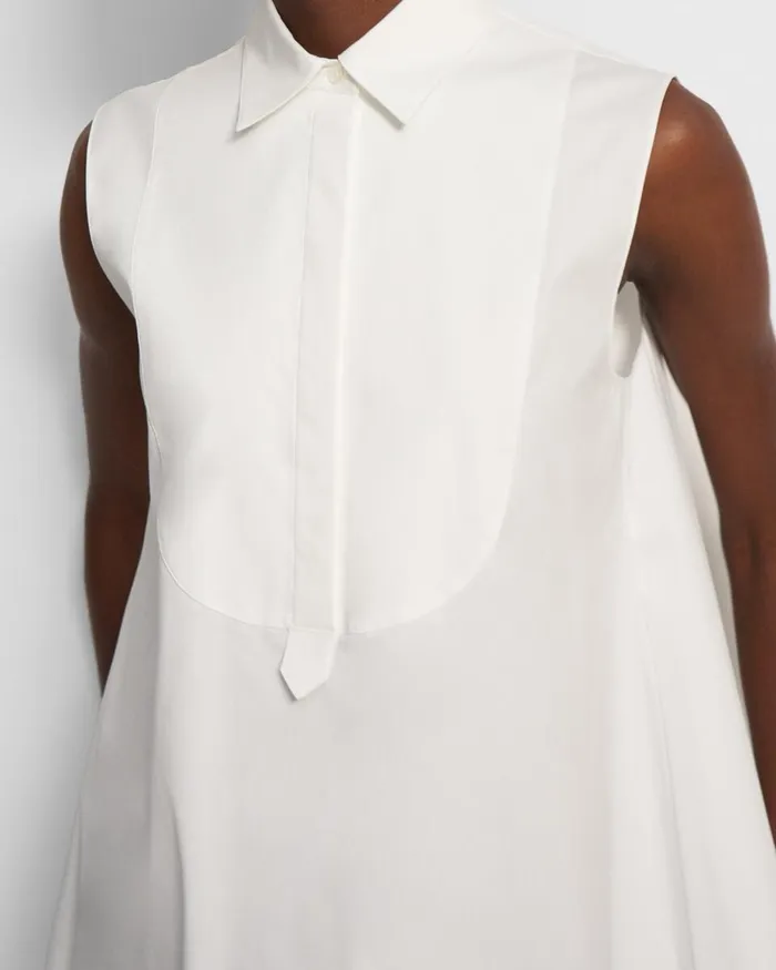 Women Theory Dresses Sleeveless Tunic Dress In Good Cotton White