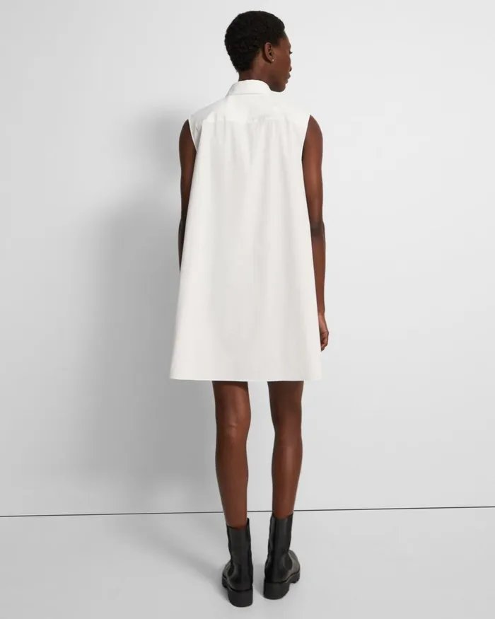 Women Theory Dresses Sleeveless Tunic Dress In Good Cotton White