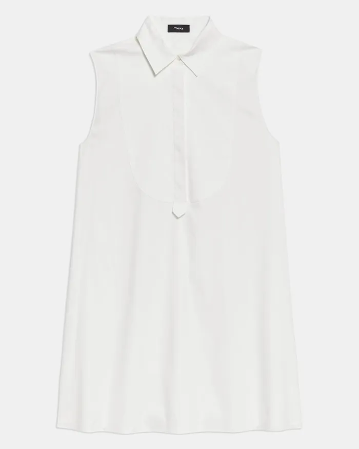 Women Theory Dresses Sleeveless Tunic Dress In Good Cotton White