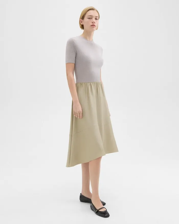 Women Theory Dresses WoolViscose Combo Dress Warm Silverlight Fossil