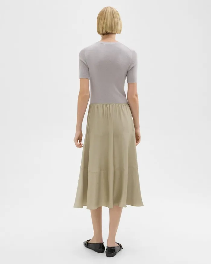 Women Theory Dresses WoolViscose Combo Dress Warm Silverlight Fossil