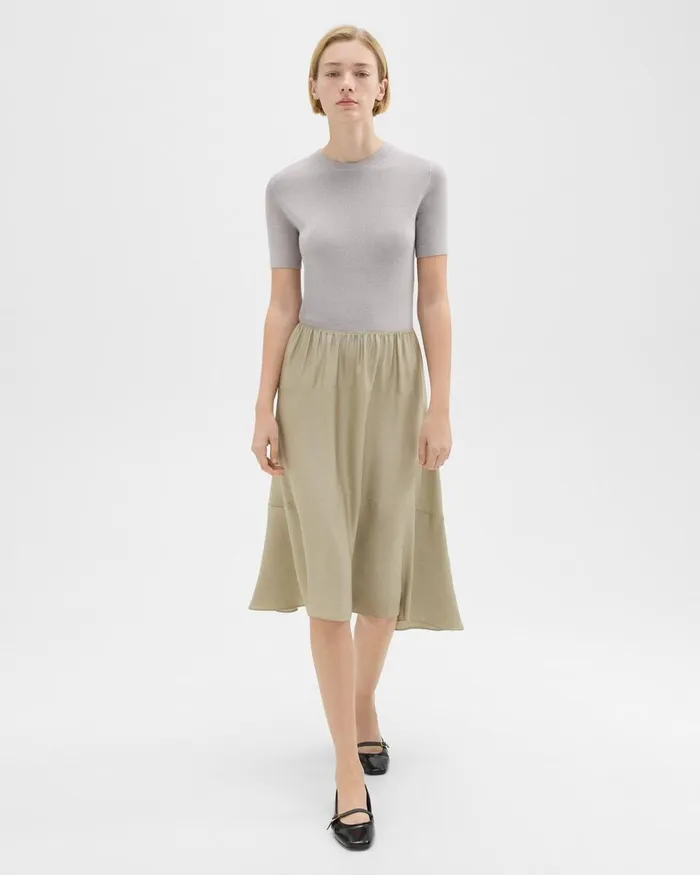 Women Theory Dresses WoolViscose Combo Dress Warm Silverlight Fossil