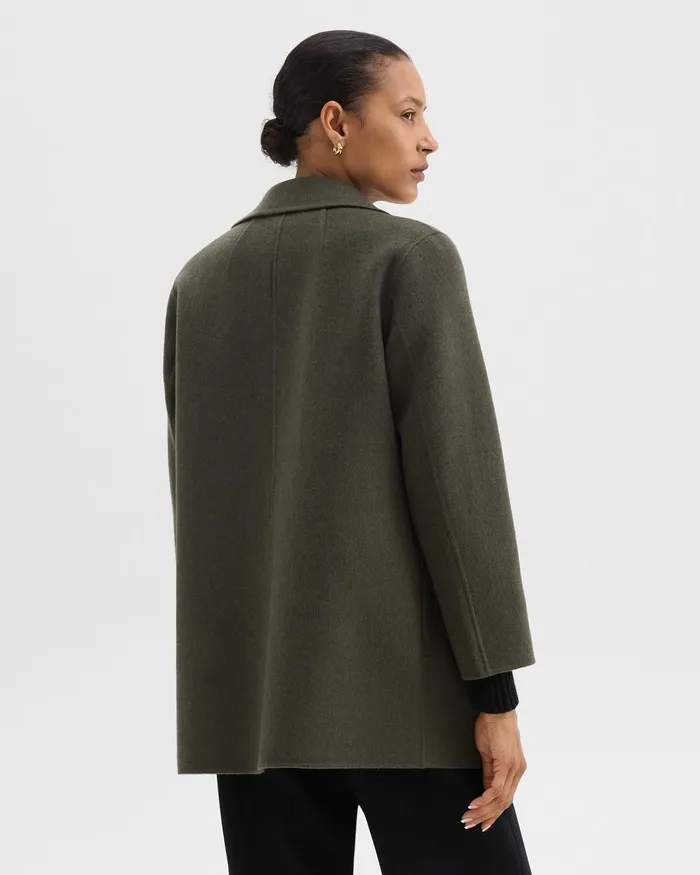 Women Theory Outerwear Clairene Jacket In DoubleFace WoolCashmere Hunter Green Melange