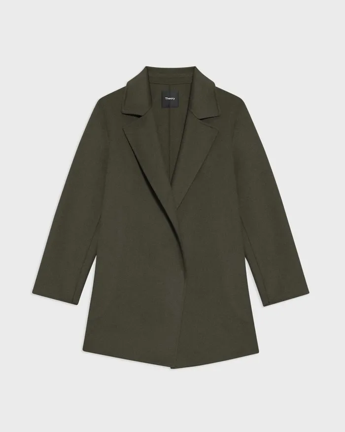 Women Theory Outerwear Clairene Jacket In DoubleFace WoolCashmere Hunter Green Melange