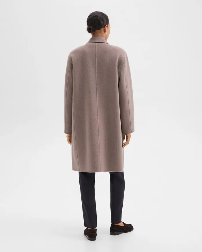 Women Theory Outerwear DoubleBreasted Coat In DoubleFace WoolCashmere Cinder Melange