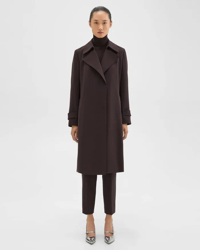 Women Theory Outerwear Oaklane Trench Coat In Admiral Crepe Mink