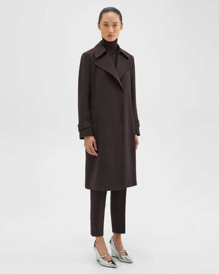 Women Theory Outerwear Oaklane Trench Coat In Admiral Crepe Mink
