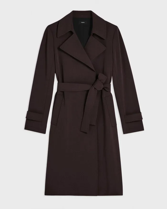 Women Theory Outerwear Oaklane Trench Coat In Admiral Crepe Mink
