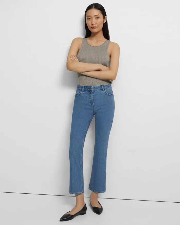 Women Theory Pants 5Pocket Flare Jean In Washed Denim Washed Indigo