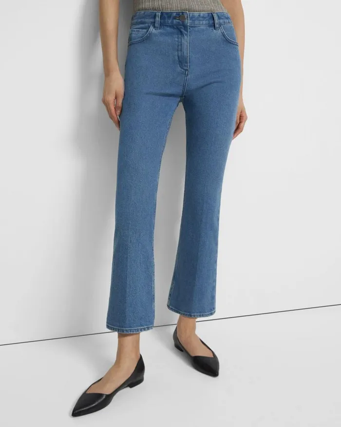 Women Theory Pants 5Pocket Flare Jean In Washed Denim Washed Indigo