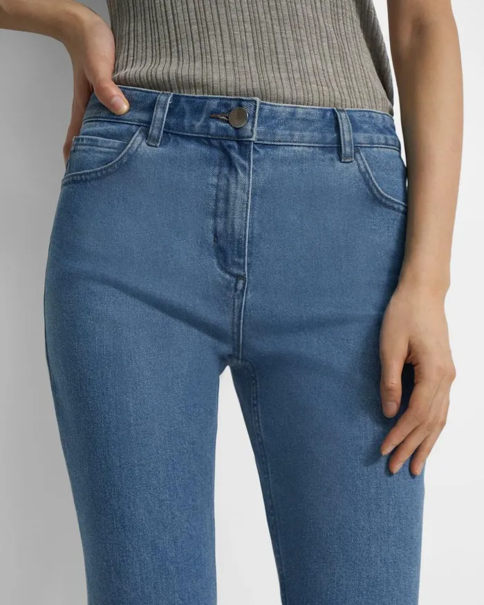Women Theory Pants 5Pocket Flare Jean In Washed Denim Washed Indigo