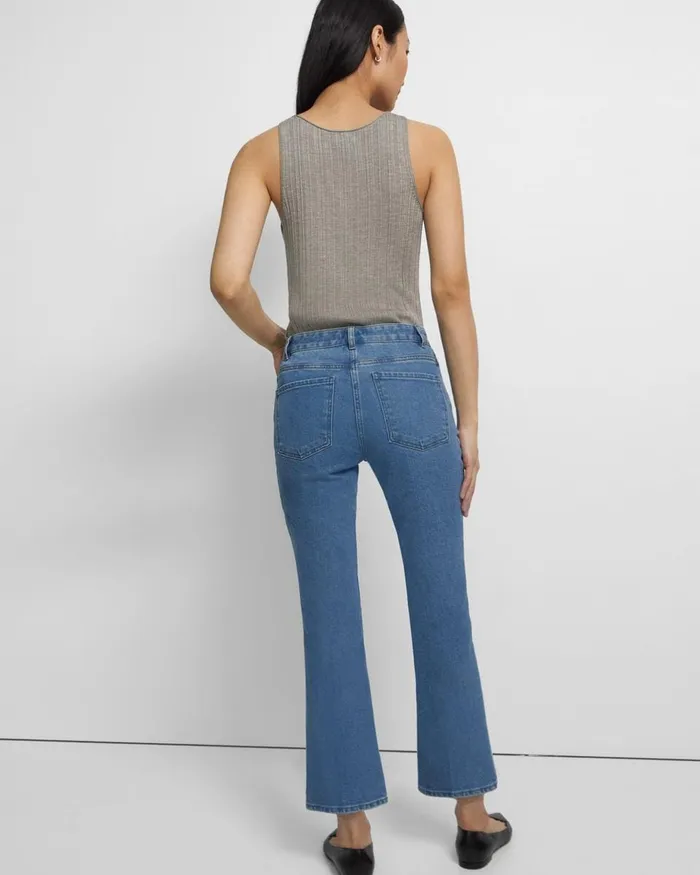 Women Theory Pants 5Pocket Flare Jean In Washed Denim Washed Indigo