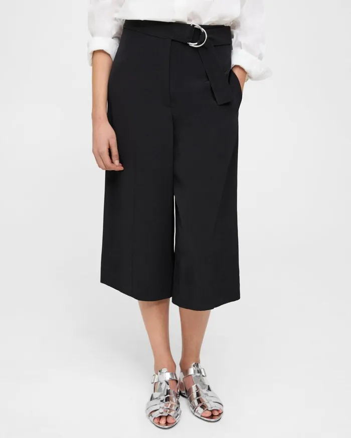 Women Theory Pants Belted Culotte In Viscose Black