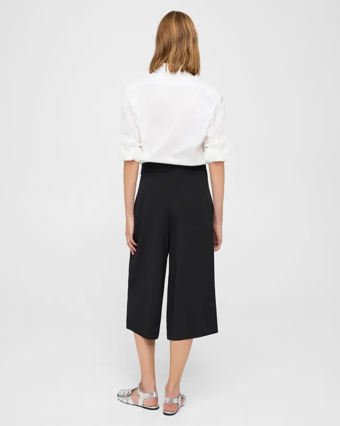 Women Theory Pants Belted Culotte In Viscose Black