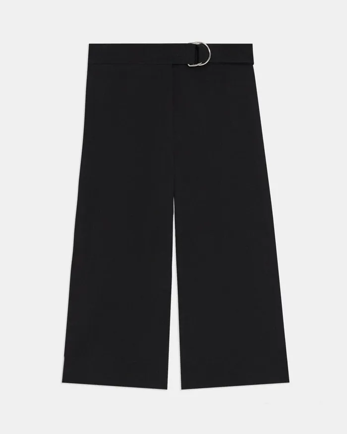 Women Theory Pants Belted Culotte In Viscose Black