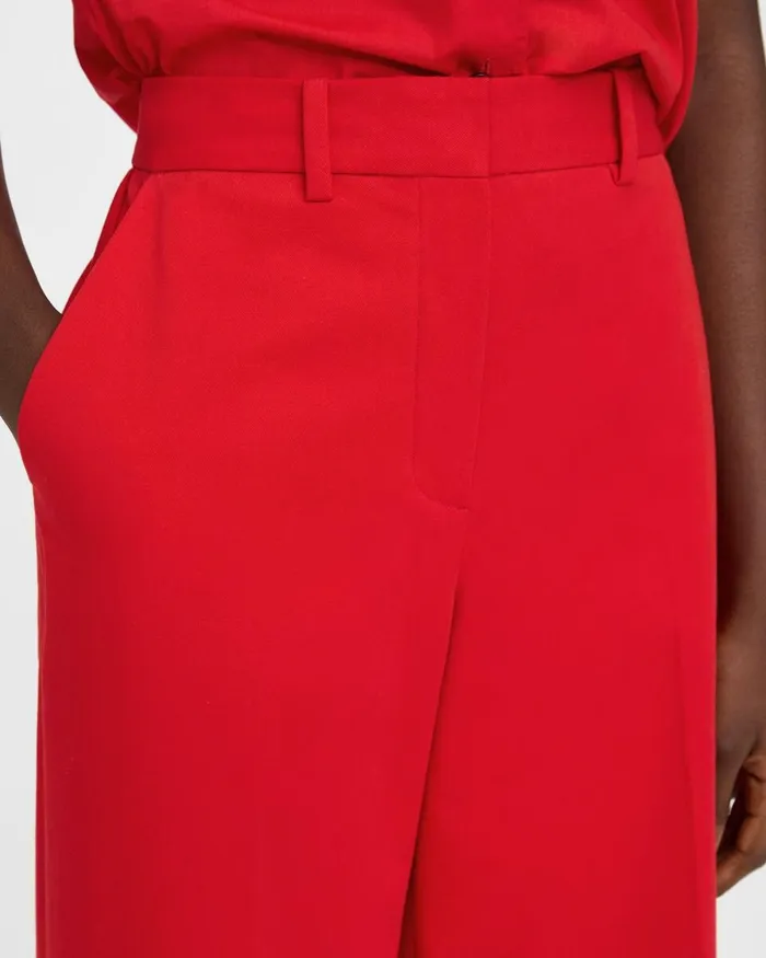 Women Theory Pants HighWaist WideLeg Pant In Stretch Cotton Twill Grenadine